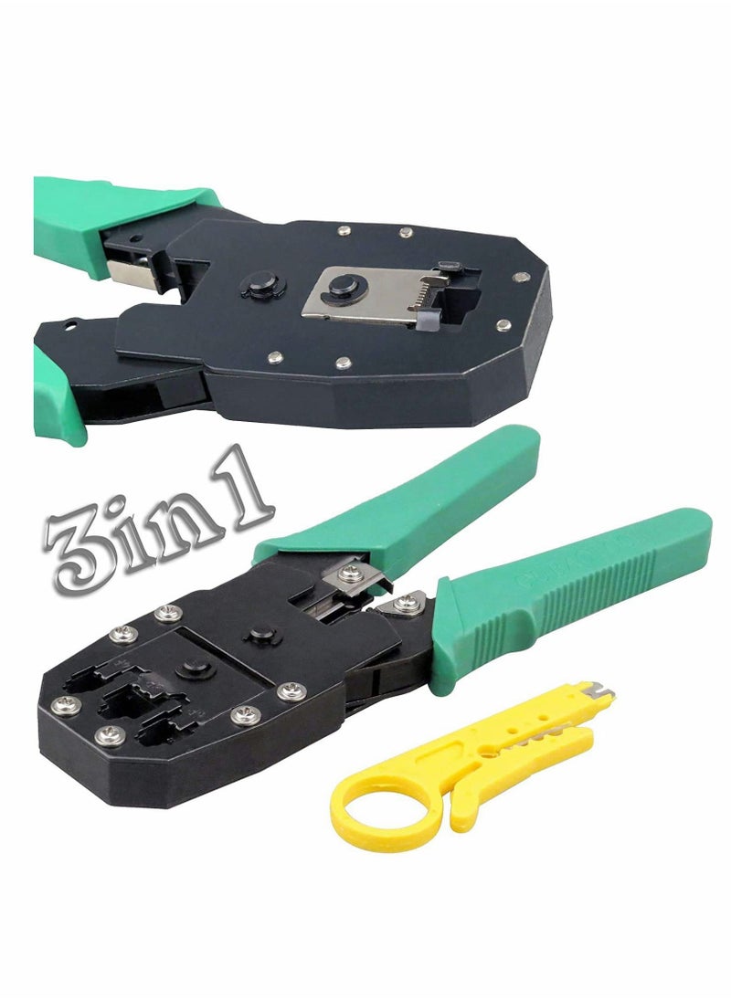 Crimping Tool & Wire Stripper RJ45 RJ11 RJ12 Cat5 Cat5e Cat6 Cat6e Cat7 Ethernet Network Internet Cable Crimp Crimping Crimper Tool With Wire Stripper