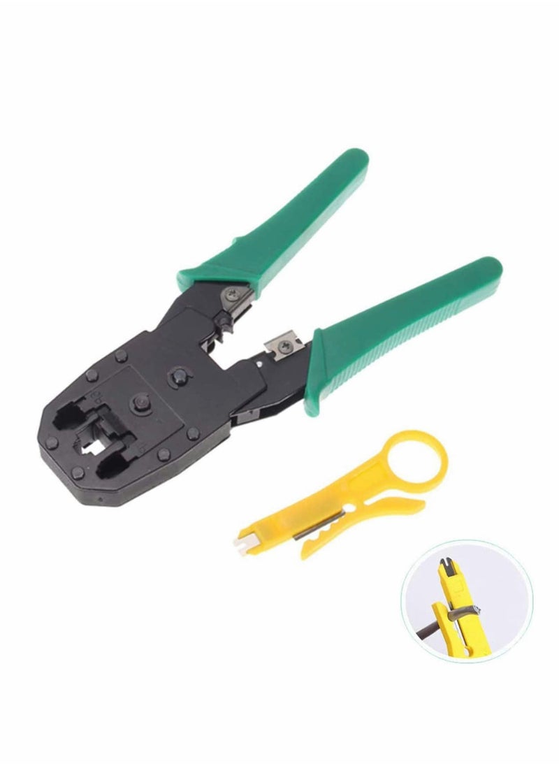 Crimping Tool & Wire Stripper RJ45 RJ11 RJ12 Cat5 Cat5e Cat6 Cat6e Cat7 Ethernet Network Internet Cable Crimp Crimping Crimper Tool With Wire Stripper