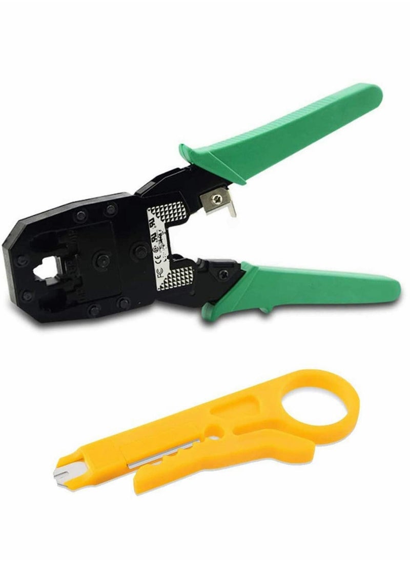 Crimping Tool & Wire Stripper RJ45 RJ11 RJ12 Cat5 Cat5e Cat6 Cat6e Cat7 Ethernet Network Internet Cable Crimp Crimping Crimper Tool With Wire Stripper