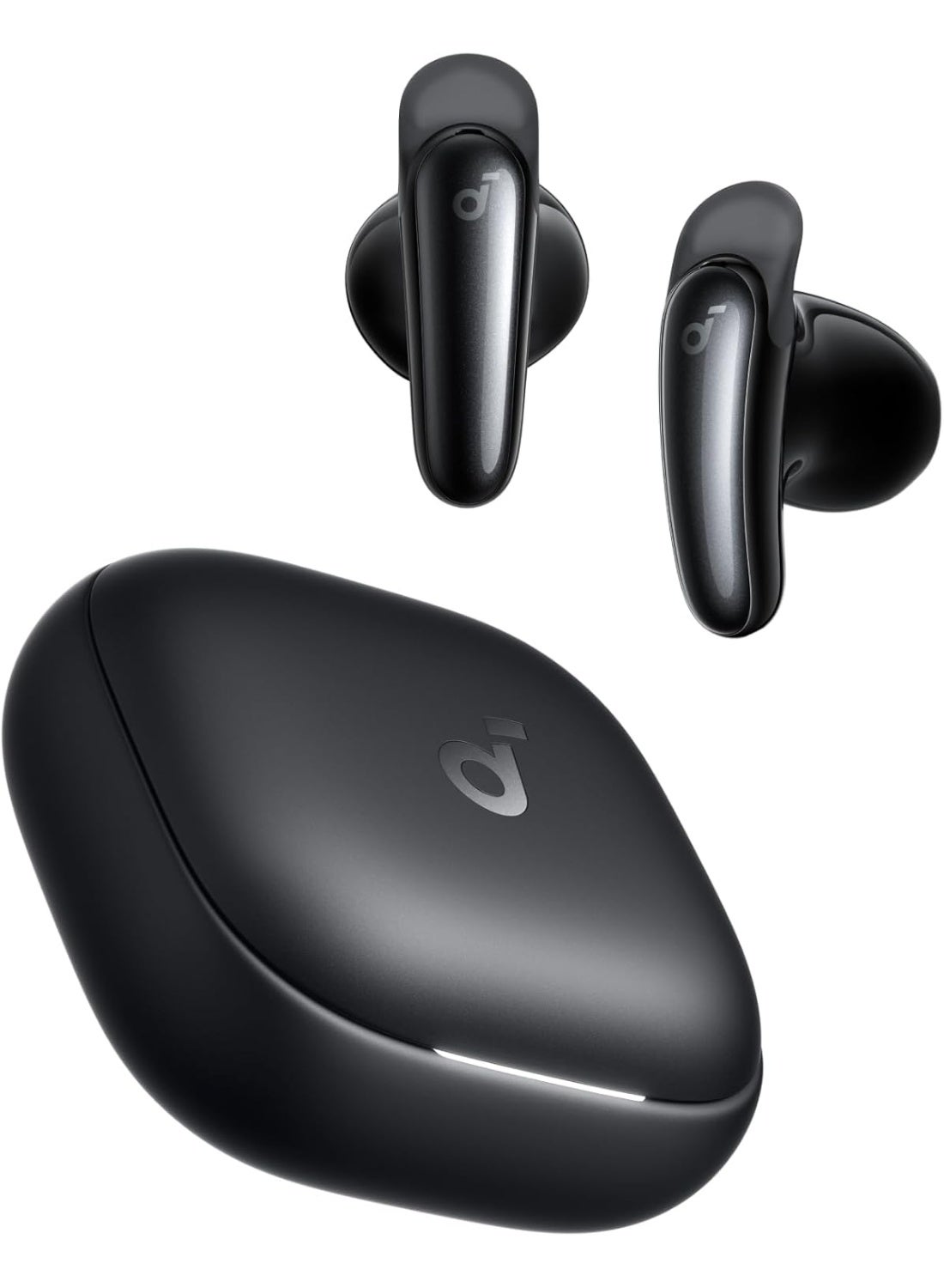 soundcore Liberty Buds by Anker, Semi-In-Ear Design, Removable Ear Fins, Real-Time Adaptive Noise Cancelling, Fast Charging, Wireless Bluetooth Earbuds,Translation Earbuds, 30H Playtime Black