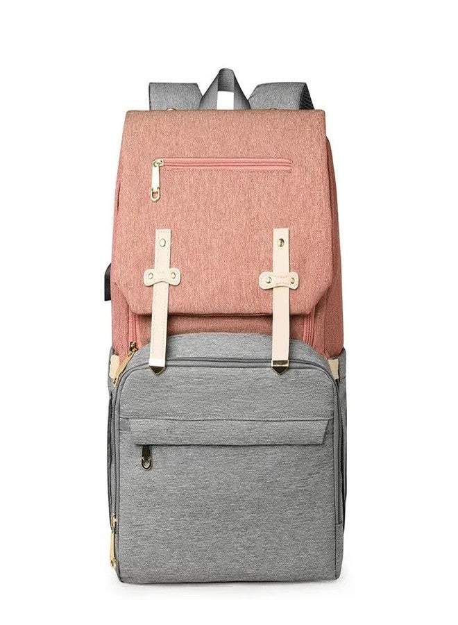 Winnies Diaper Bag for Mothers for Travel | Baby Diaper Bag Backpack for Travelling | Insulated & Waterproof Diaper Backpack | Maternity Bag for Mother and Baby (Pink/Grey) - Image 1