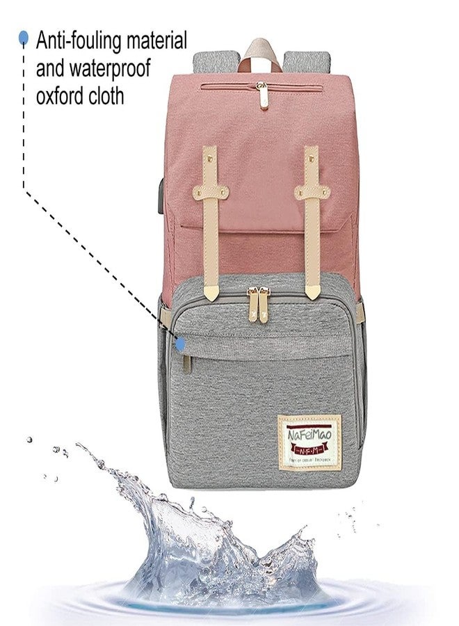 Winnies Diaper Bag for Mothers for Travel | Baby Diaper Bag Backpack for Travelling | Insulated & Waterproof Diaper Backpack | Maternity Bag for Mother and Baby (Pink/Grey) - Image 3