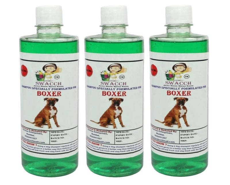 swacch Shampoo | Puppy Safe Shampoo | PH Balanced | Ditch to Itch for Boxer Dog Shampoo 500ml Pack of 3 (Neem Alovera) + Spike Ball Chew Toy Combo Pack - Image 2