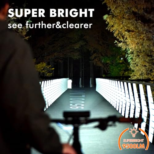 ACRUNU Bike Lights for Night Riding Rechargeable 9500 Lumen Bicycle Lights Front and Rear Rechargeable 5 Adjustable Modes 5 Bike Headlight and Tail Light Set 5 Adjustable Modes for Cycling (FYCQD02-BK-XY) - Image 2
