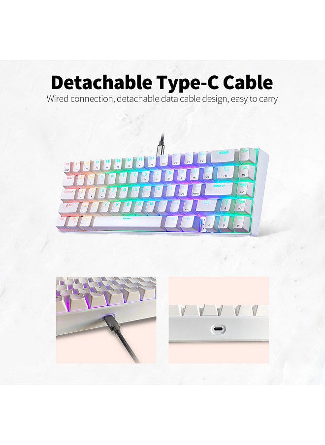 Motospeed CK67 67 Keys Wired Mechanical Keyboard RGB Light Effect ABS Keycap Kailh Blue Switches Detachable Data Cable White  - Image 5