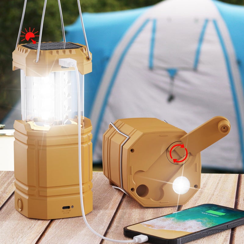 Mesqool Electric LED Camping Lantern,Portable Solar Hand Crank Flashlight for Emergency, Rechargeable Bright Survival Tent Lantern with Long Hours,USB Charger for Power Outages,Hurricane Light - Image 2