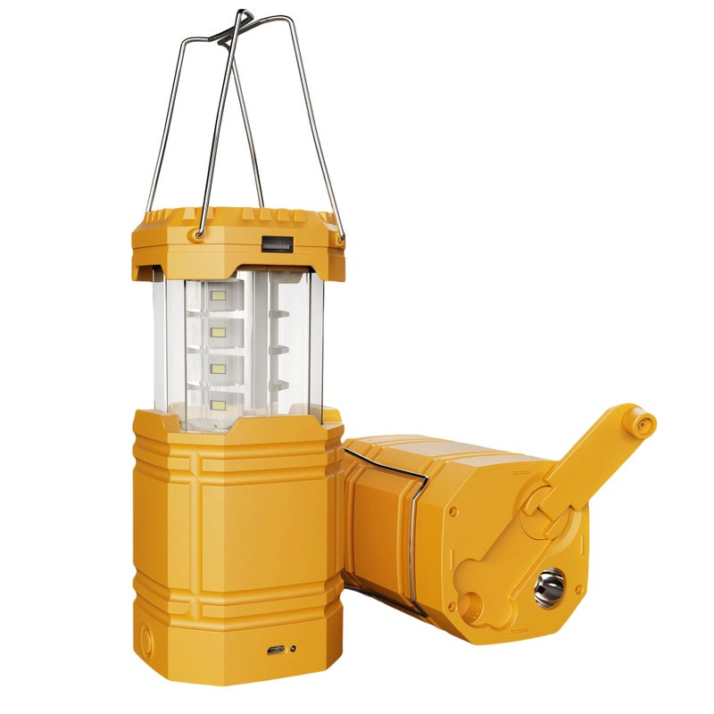 Mesqool Electric LED Camping Lantern,Portable Solar Hand Crank Flashlight for Emergency, Rechargeable Bright Survival Tent Lantern with Long Hours,USB Charger for Power Outages,Hurricane Light - Image 1