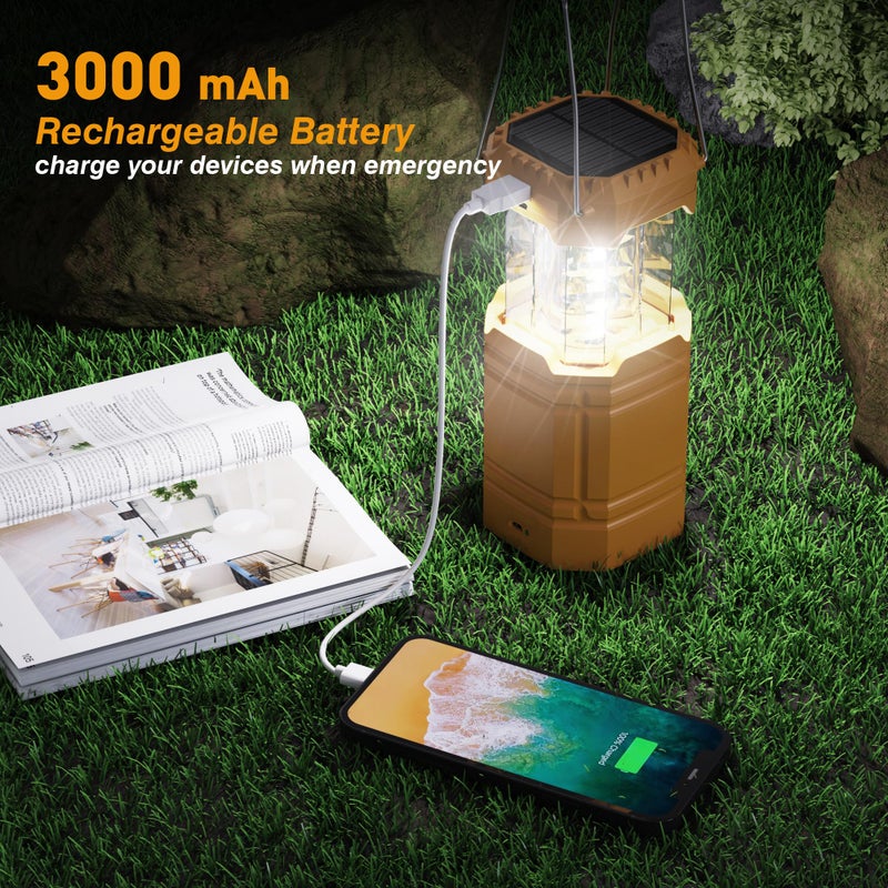 Mesqool Electric LED Camping Lantern,Portable Solar Hand Crank Flashlight for Emergency, Rechargeable Bright Survival Tent Lantern with Long Hours,USB Charger for Power Outages,Hurricane Light - Image 5