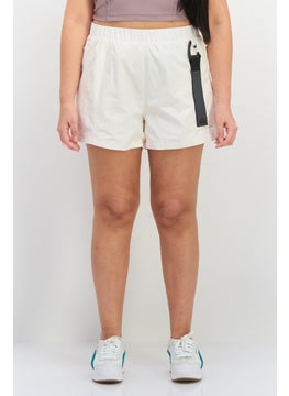 Adidas Women Sportswear Fit Pull On Training Shorts, Beige  - Image 1