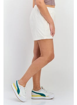 Adidas Women Sportswear Fit Pull On Training Shorts, Beige  - Image 3