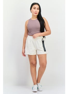 Adidas Women Sportswear Fit Pull On Training Shorts, Beige  - Image 4