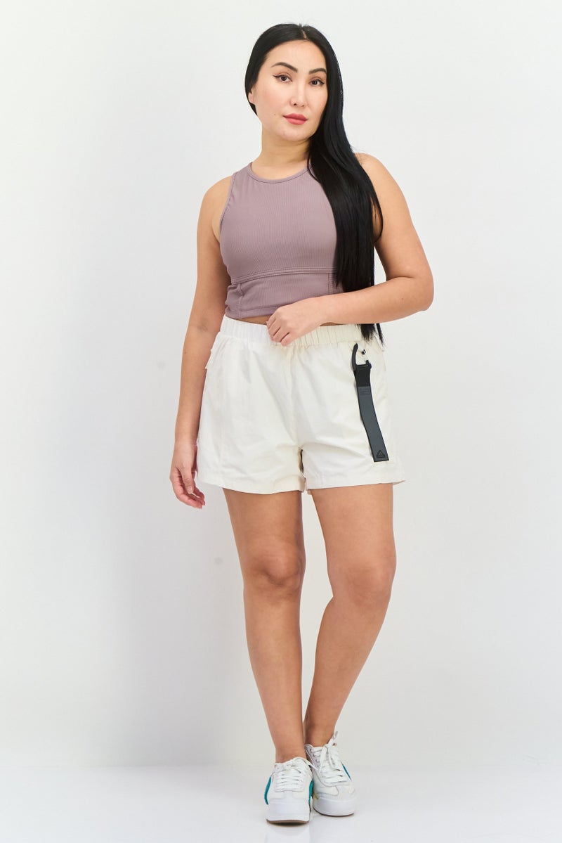 Adidas Women Sportswear Fit Pull On Training Shorts, Beige - Image 4