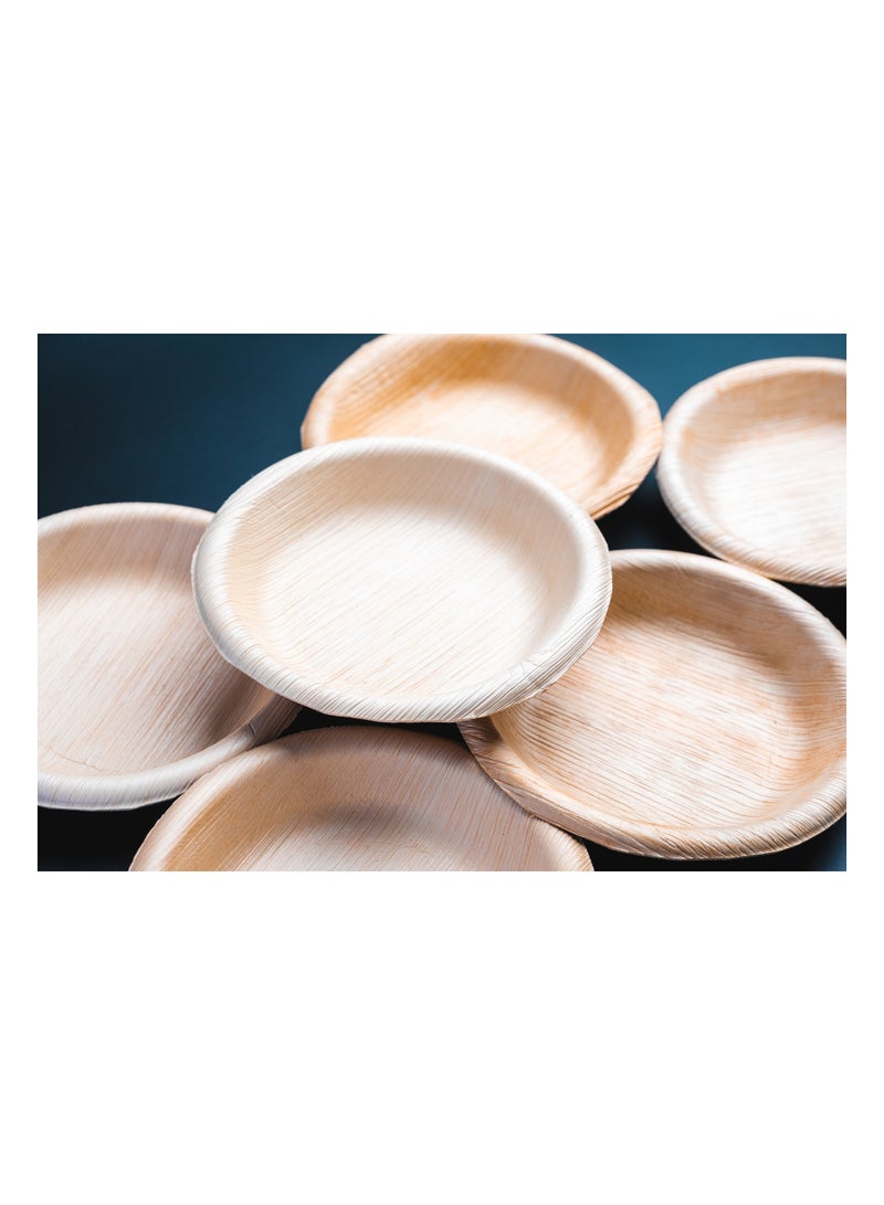 ARECA Piya's Planet Areca Leaf 8 inch Round Shallow Plate Pack of 25,100% Compostable, Disposable Eco-Friendly Biodegradable Like Bamboo wood Plates. Party, Wedding, Event Plates, Microwave & Oven Safe - Image 3