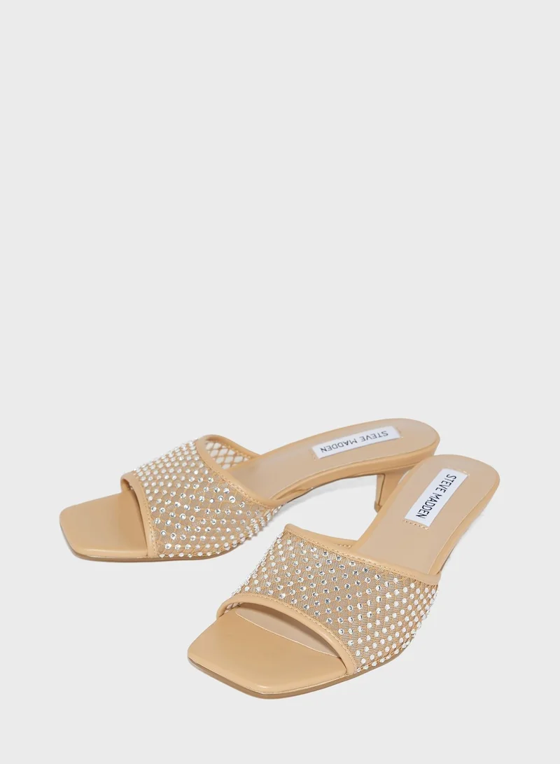 STEVE MADDEN Cross Strap Mid Heel Sandals