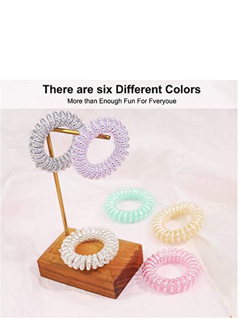 Y&D Spiral Hair Ties, 12 Pack Coil Ties Elastics Band Multiple Colour Waterproof Phone Cord Scrunchies Coils Accessories for Women Girls  - Image 5