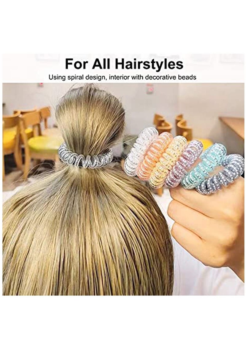 Y&D Spiral Hair Ties, 12 Pack Coil Ties Elastics Band Multiple Colour Waterproof Phone Cord Scrunchies Coils Accessories for Women Girls  - Image 3