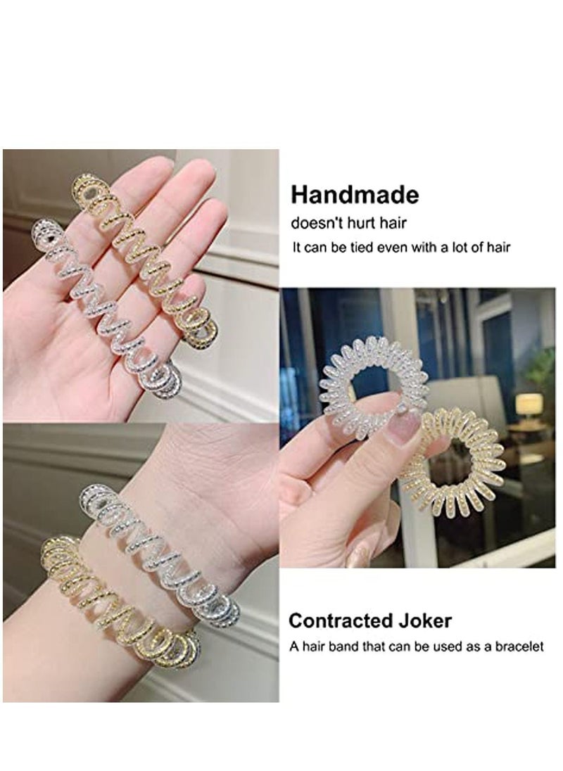Y&D Spiral Hair Ties, 12 Pack Coil Ties Elastics Band Multiple Colour Waterproof Phone Cord Scrunchies Coils Accessories for Women Girls  - Image 4