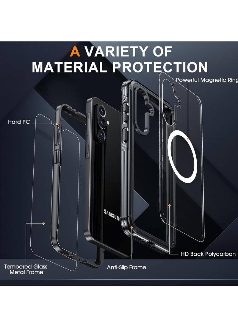 "غطاء شفاف مغناطيسي لـ Samsung Galaxy A36 5G / Galaxy A56 5G - مزود بمغناطيس مدمج، يدعم الشحن اللاسلكي، مع حماية ضد الصدمات والسقوط"