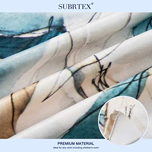 SUBRTEX Light Flitering Curtains 52Wx84L, Room Darkening Vibrant Floral Drapes, 50% Blackout, Semi Sheer Boho Farmhouse Curtains for Living Room, Blue - Image 2