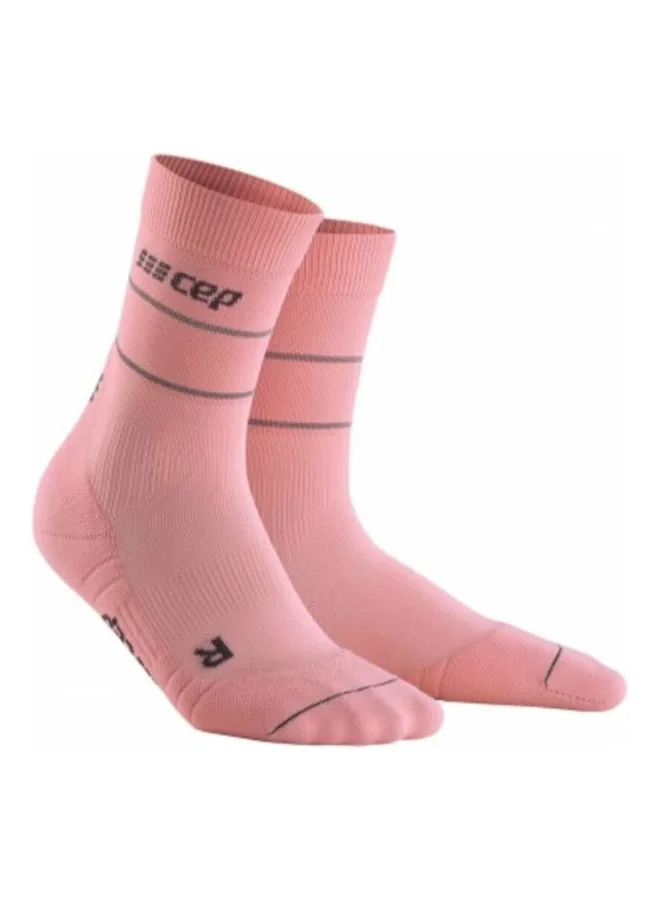 سي إي بي CEP - Reflective Compression Socks Mid Cut Light Rose Women