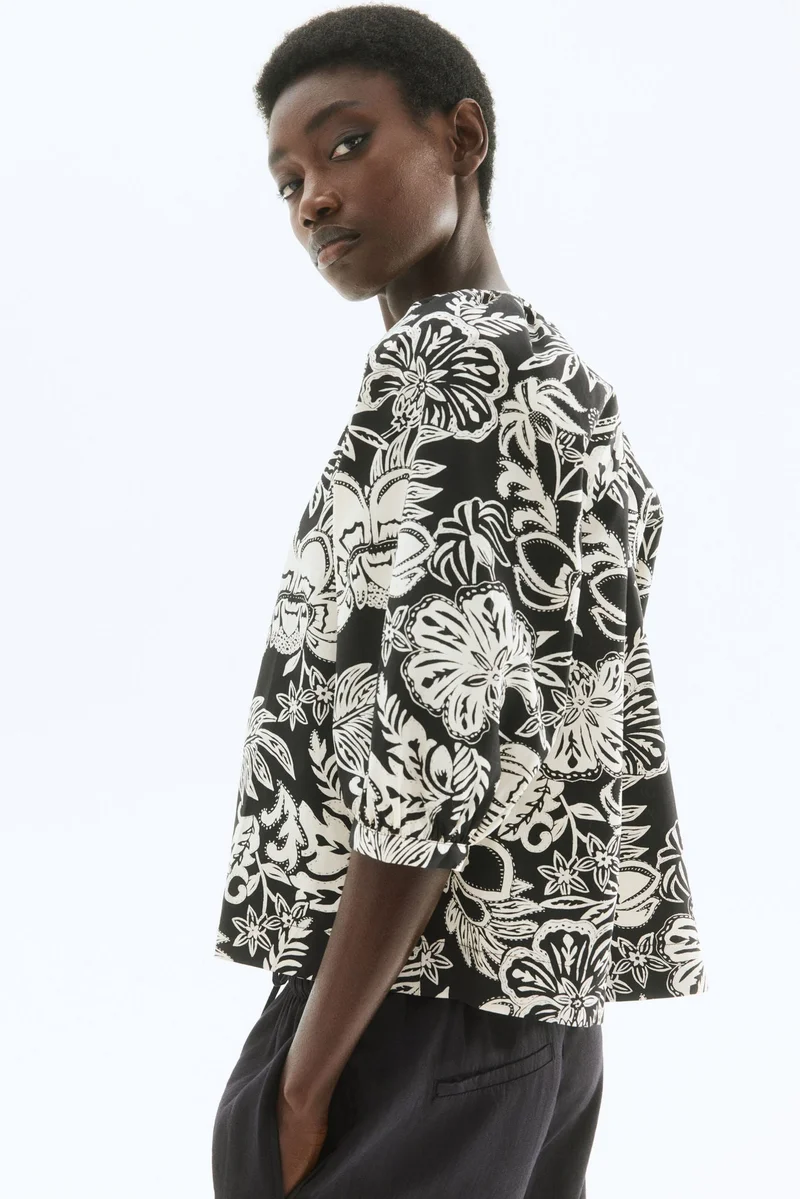 H&M Balloon-sleeved poplin blouse