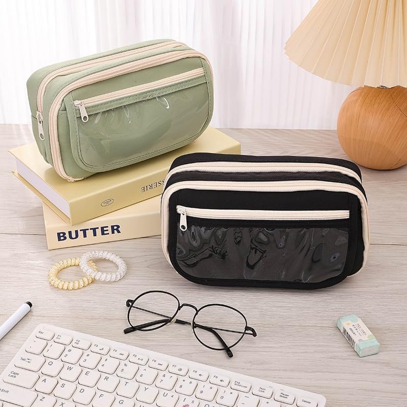 MsAnya Pencil Case Pen Bag, Muti-Layers Big Capacity Pencil Pouch Pen Organizer Durable Stationery Holder for Marker Organization School Supplies Office Storage Desk Organizing (green) - Image 4