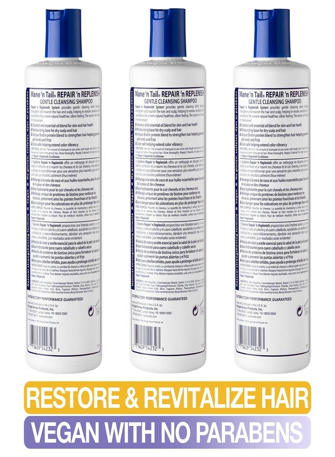 ماين ان تيل شامبو Mane 'n Tail Repair 'n Replenish (عبوة من 3) - نظام تنظيف وتغذية لطيف خالٍ من الكبريتات لشعر أكثر صحة ونعومة (11.2 أونصة لكل عبوة) - Image 4