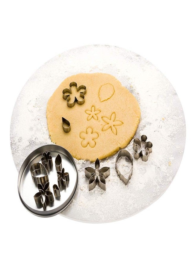 Restaurantware Pastry Tek 12-Piece Flower Cookie Cutters 1 In Tin Box Spring Cookie Cutters - Mulitple Shapes Precise Outlines Metal Flower Cookie Cutter Set For Desserts Or Treats - Image 1