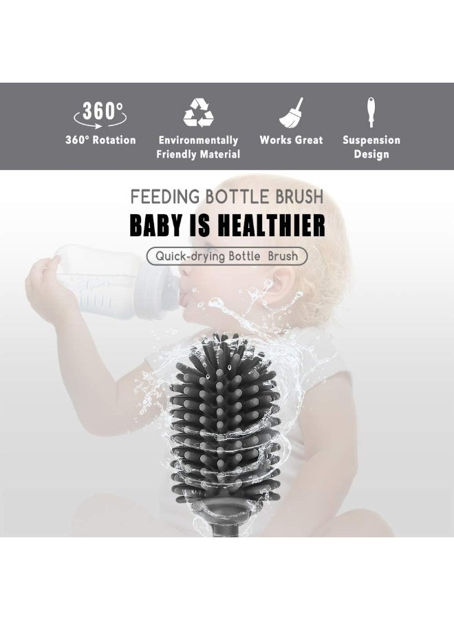 ddLUCK ME Silicone Bottle Cleaning Brush with Long Handle, 12.5" Water Bottle Cleaner for Baby Bottles, Hydro Flask, Sports Bottle, Vase, Glassware, Perfect for Smaller Diameter Bottle Openings - Image 2