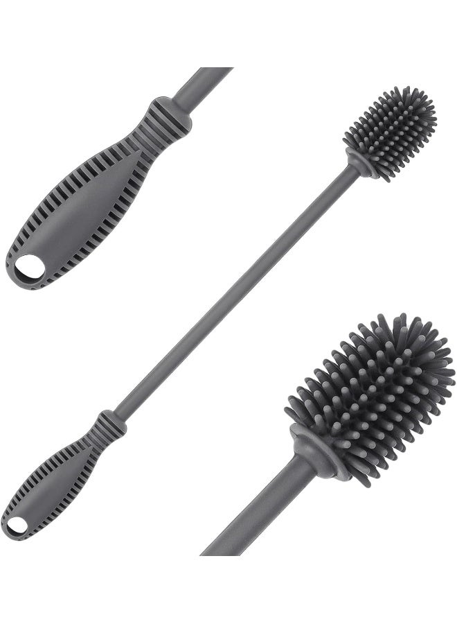 ddLUCK ME Silicone Bottle Cleaning Brush with Long Handle, 12.5" Water Bottle Cleaner for Baby Bottles, Hydro Flask, Sports Bottle, Vase, Glassware, Perfect for Smaller Diameter Bottle Openings - Image 1