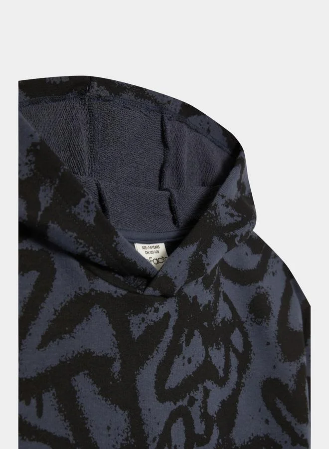DeFacto All-Over Print Oversized Hooded Sweatshirt by Styli