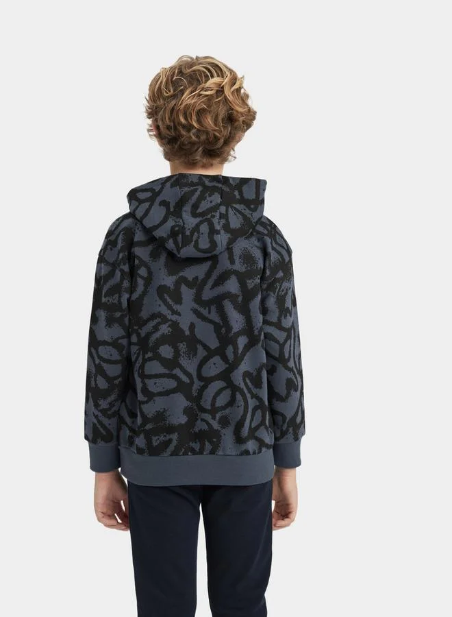 DeFacto All-Over Print Oversized Hooded Sweatshirt by Styli