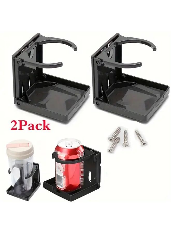 2pcs Adjustable Black Plastic Cup Holder With Screw Car Drink Holder - Image 1