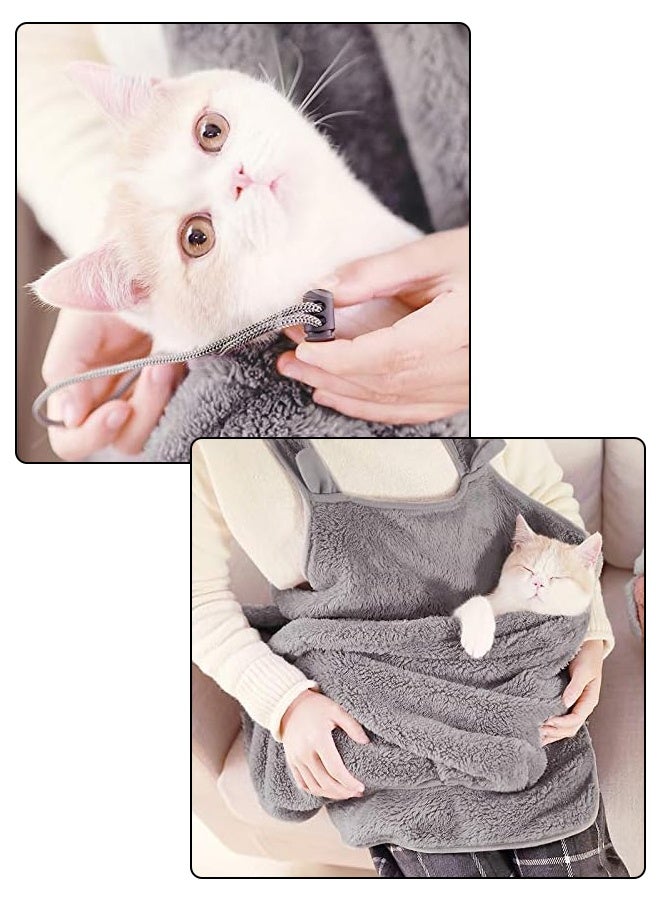 Pet Plush Carrier Apron,Cat Apron Carrier with Adjustable Sleeping Bag,Free Shoulder Carry Soft Breathable Pet Apron, for Small Sized Animals,Grey - Image 5