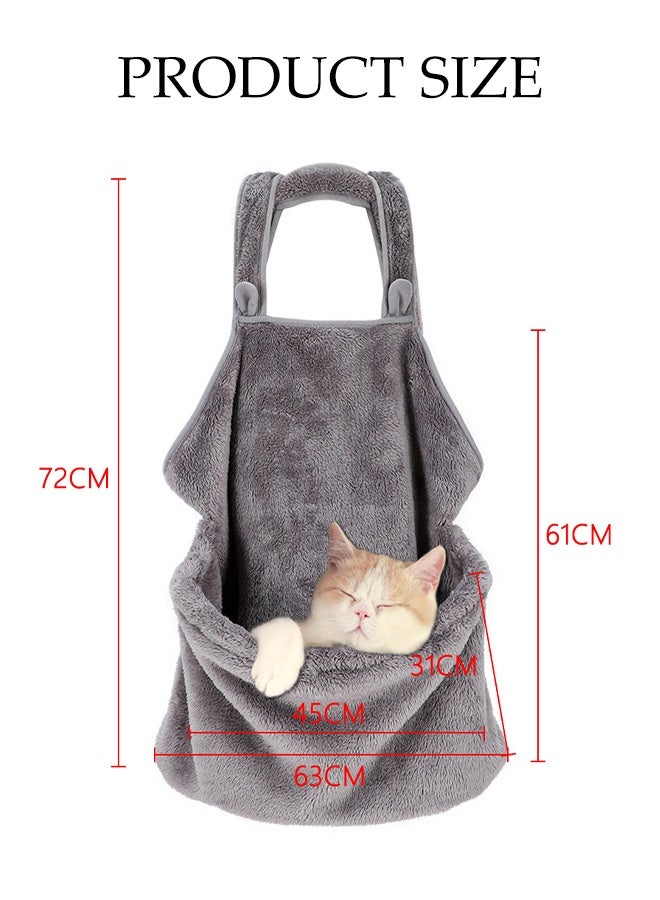 Pet Plush Carrier Apron,Cat Apron Carrier with Adjustable Sleeping Bag,Free Shoulder Carry Soft Breathable Pet Apron, for Small Sized Animals,Grey - Image 2
