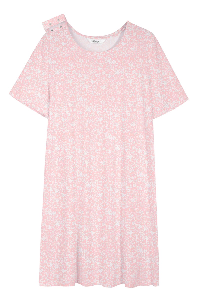 AVIIER 100% Cotton Hospital Gowns for Women Open Back Tear Away Post Shoulder Surgery Dress Adaptive Clothing Nightgowns Pink Flower S - Image 1