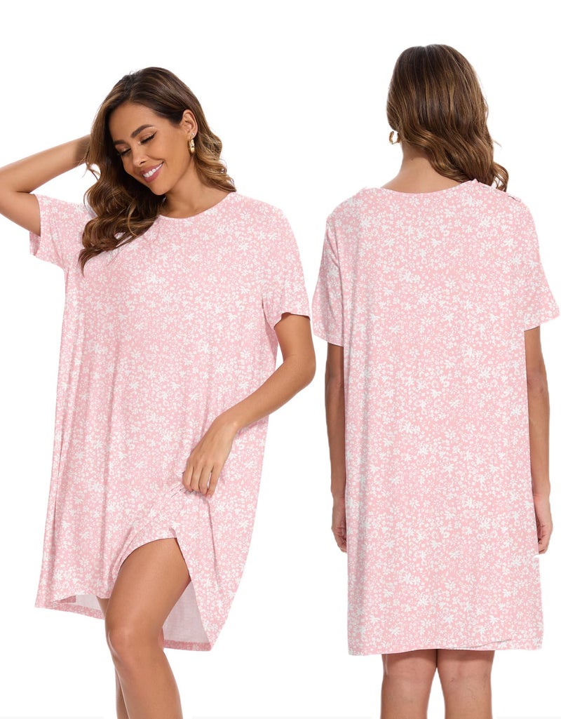 AVIIER 100% Cotton Hospital Gowns for Women Open Back Tear Away Post Shoulder Surgery Dress Adaptive Clothing Nightgowns Pink Flower S - Image 5