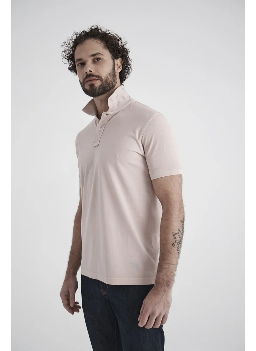 Bisse Men's Printed Polo Neck T-Shirt PINK TS22Y22116_D29