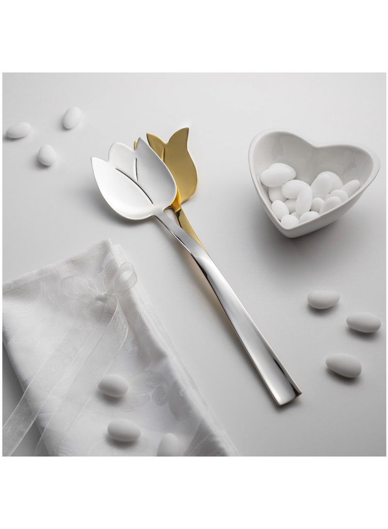 Bugatti TULIPANO 2-PIECES SALAD SET IN GIFT-BOX COLOUR STEEL AND GOLD- FINISH SHINING - Image 2
