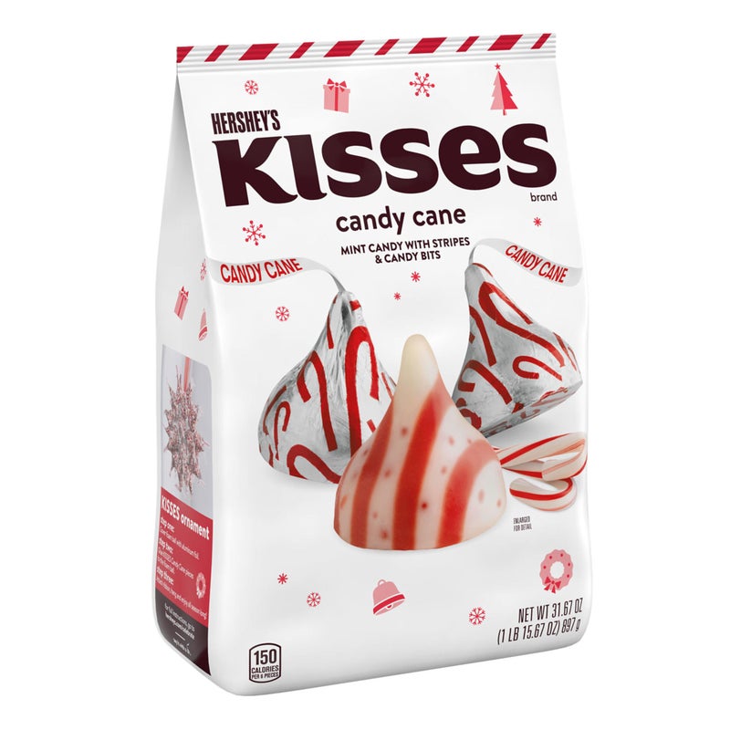 HERSHEY'S KISSES Candy Cane Flavored, Christmas Candy Bulk Bag, 31.67 oz - Image 2