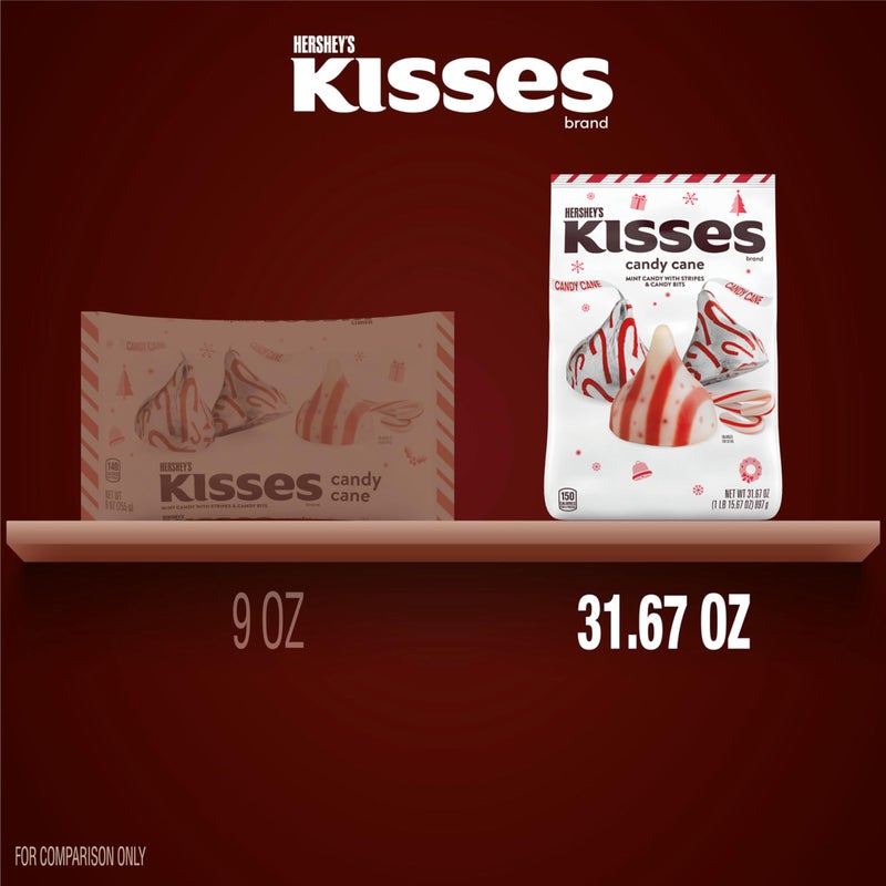 HERSHEY'S KISSES Candy Cane Flavored, Christmas Candy Bulk Bag, 31.67 oz - Image 3