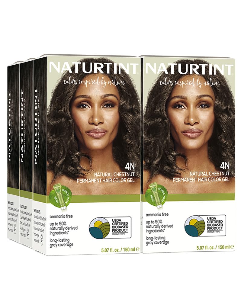 Naturtint 4N Natural Chestnut Permanent Hair Color (Pack of 6), Ammonia Free, Vegan, Cruelty Free, up to 100% Gray Coverage, Long Lasting Results (Packaging may vary) - Image 1