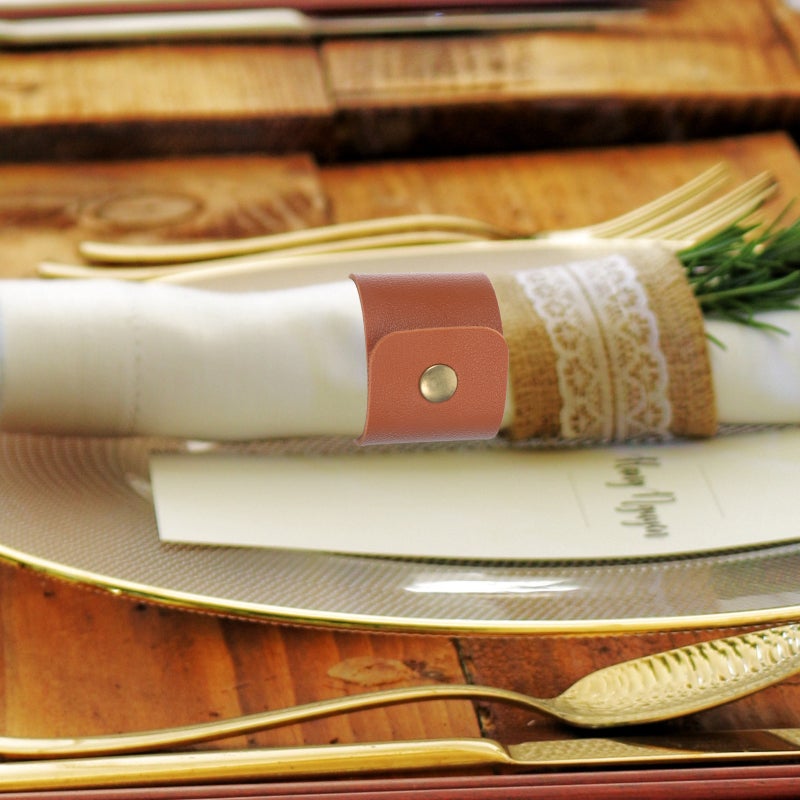 4pcs Leather Napkin Leather Napkin Holder Napkin Table Ornaments - Image 2