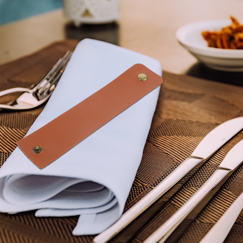 4pcs Leather Napkin Leather Napkin Holder Napkin Table Ornaments - Image 3
