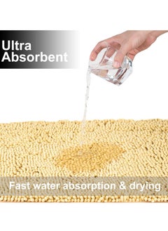 TYCOM Tycom Bathroom Rugs Bath Mat Non Slip Fluffy Soft Plush Microfiber Shower Carpet Rug Washable Non-Slip Carpet Mat for Bathroom Floor 50 By 80 CM Long 2 Packs Beige.  - Image 4