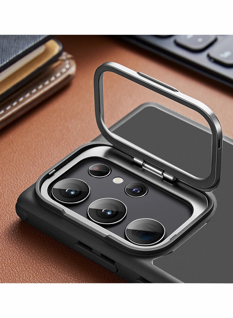 دبليو تيك حافظة لينة من السيليكون Magsafe مغناطيسية للكاميرا قابلة للطي وحامل لهاتف سامسونج جالاكسي S24 Ultra 5G 2024 أسود - Image 3