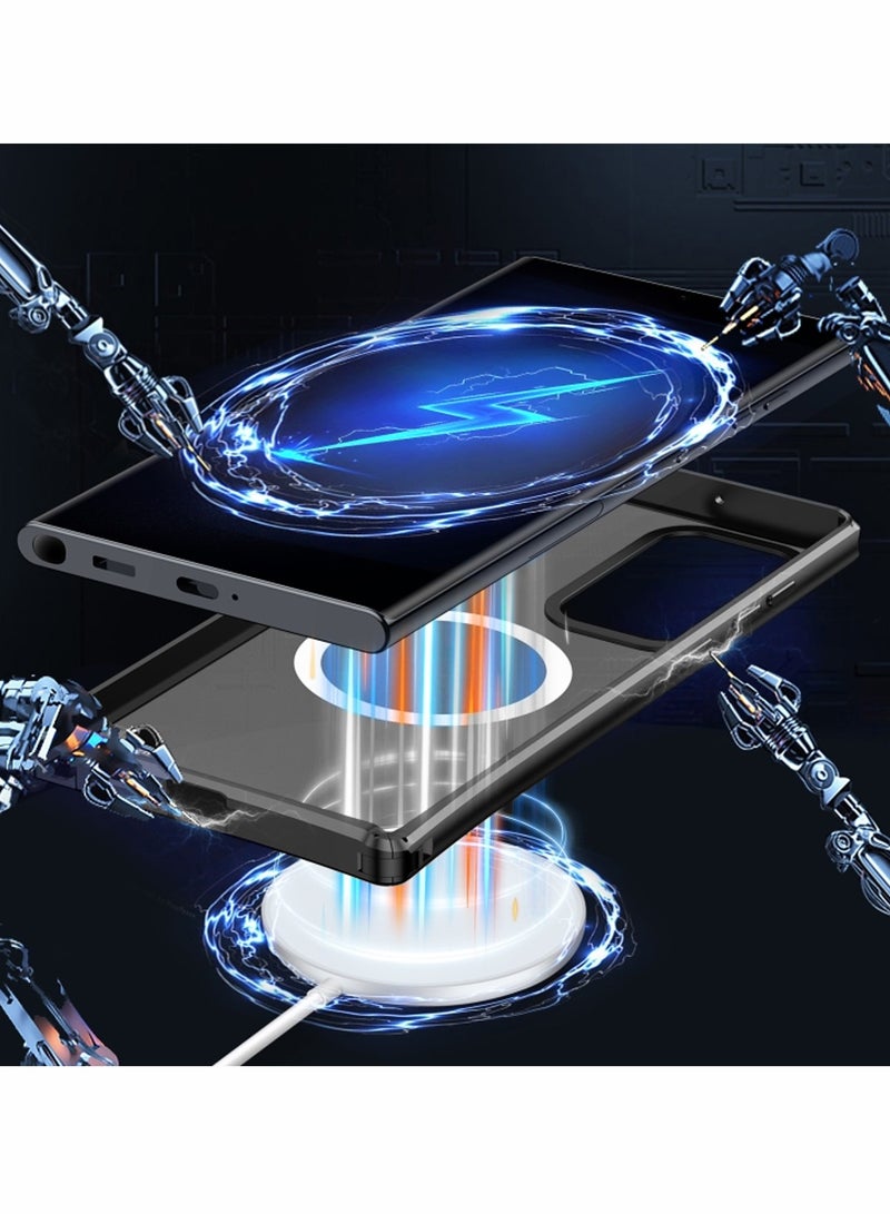 دبليو تيك حافظة لينة من السيليكون Magsafe مغناطيسية للكاميرا قابلة للطي وحامل لهاتف سامسونج جالاكسي S24 Ultra 5G 2024 أسود - Image 5