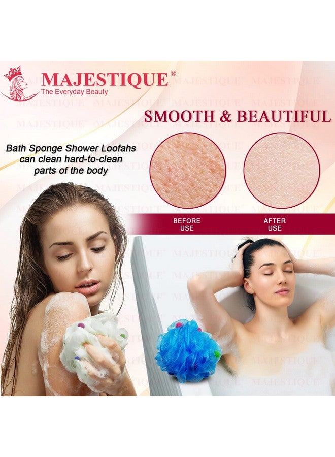 Majestique Bath Sponge Round Loofah For Women & Men | Soft & Fluffy With Multiple Layers of Fibrous Matrix For A Fun Shower Time | Scrub off Dead Skin, Soft Mesh, Skin Friendly, Gentle Exfoliation - Color May Vary ( Pack of 2) - Image 3