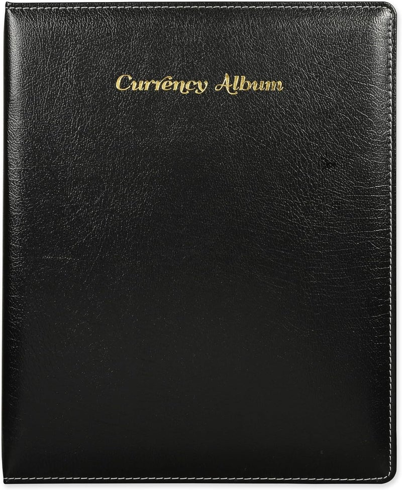 FIS Currency Album - Bonded Leather, 260x315mm, 3[D] Ring Binder with 6 Clear PVC Pockets, Black - Image 3