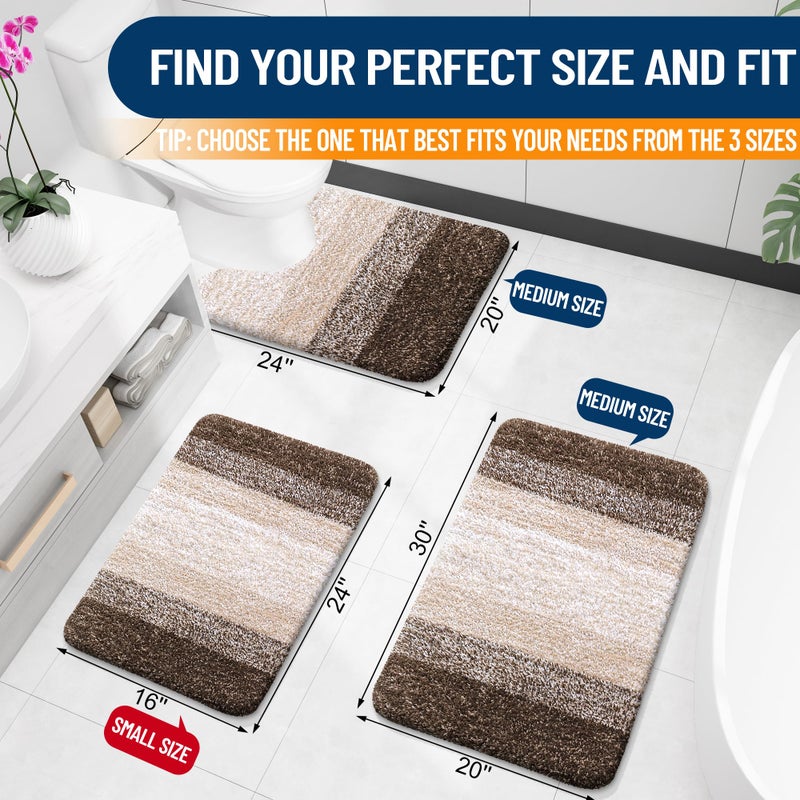 OLANLY Bathroom Rugs Mat 30x20, Extra Soft Absorbent Microfiber Bath Rugs, Rubber Backing, Quick Dry, Machine Washable Bath Mats for Bathroom Floor, Tub and Shower, Home Decor Accessories, Light Brown - Image 2